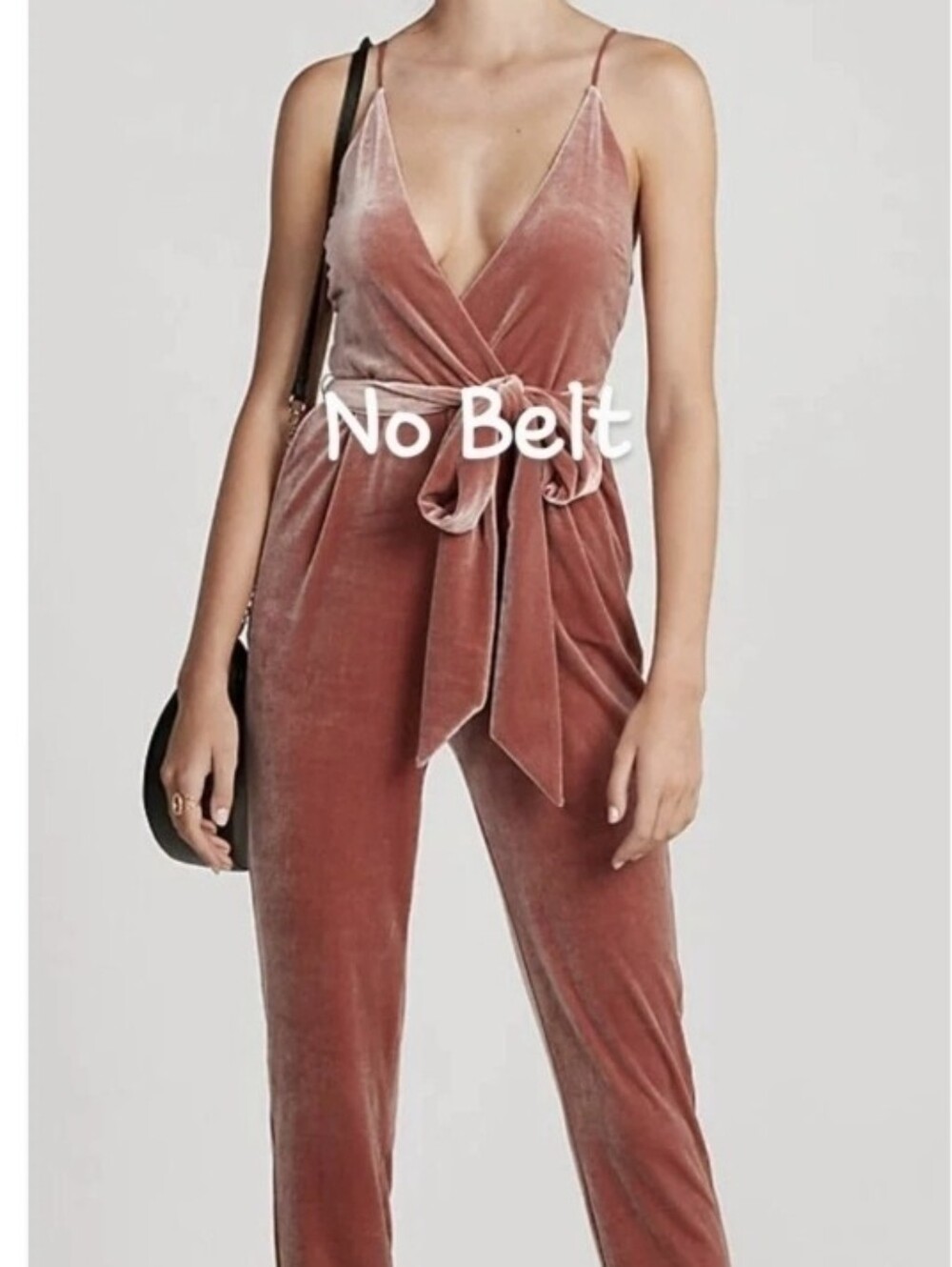 Express Women's Size 6 Velvet Spaghetti-Strap Jumpsuit in Dusty Mauve* No Belt